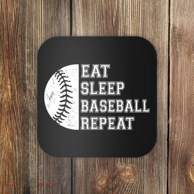 retro Eat Sleep Baseball Repeat Baseball Player Coaster