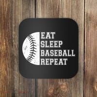 retro Eat Sleep Baseball Repeat Baseball Player Coaster thumb 0