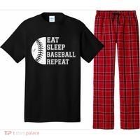 retro Eat Sleep Baseball Repeat Baseball Player Pajama Set thumb 0