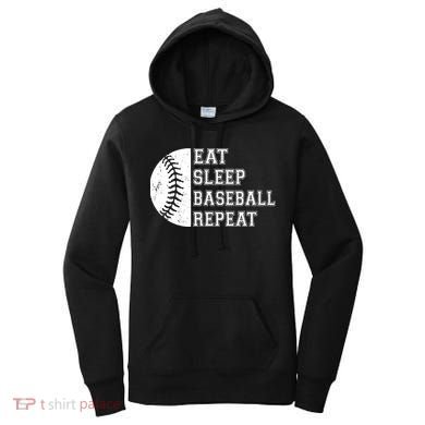 retro Eat Sleep Baseball Repeat Baseball Player Women's Hoodie