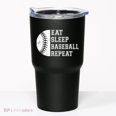 retro Eat Sleep Baseball Repeat Baseball Player Tumbler