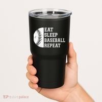 retro Eat Sleep Baseball Repeat Baseball Player Tumbler thumb 2