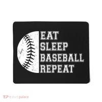 retro Eat Sleep Baseball Repeat Baseball Player Mousepad thumb 0