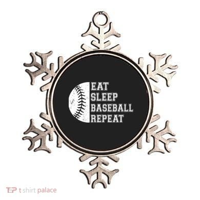 retro Eat Sleep Baseball Repeat Baseball Player Ornament