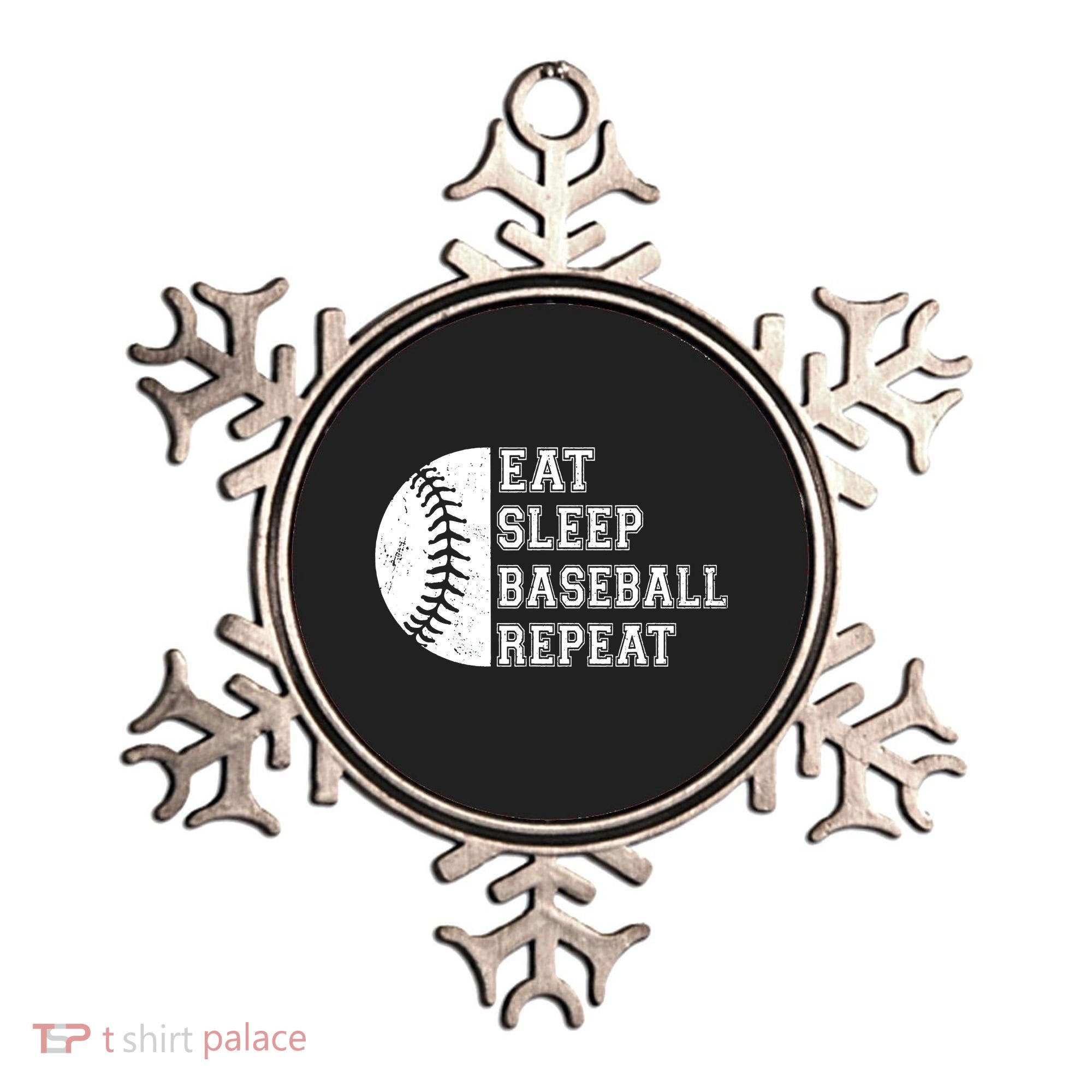 retro Eat Sleep Baseball Repeat Baseball Player Ornament