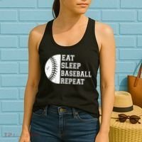 retro Eat Sleep Baseball Repeat Baseball Player Women's Tank Top thumb 2