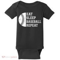 retro Eat Sleep Baseball Repeat Baseball Player Baby Bodysuit thumb 0