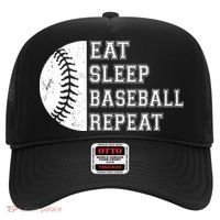retro Eat Sleep Baseball Repeat Baseball Player Hat thumb 0