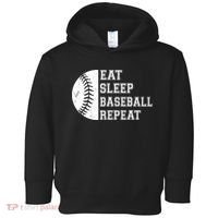 retro Eat Sleep Baseball Repeat Baseball Player Toddler Hoodie thumb 0