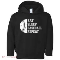 retro Eat Sleep Baseball Repeat Baseball Player Toddler Hoodie thumb 0