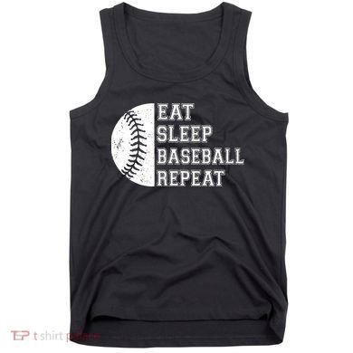 retro Eat Sleep Baseball Repeat Baseball Player Tank Top
