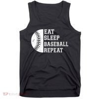 retro Eat Sleep Baseball Repeat Baseball Player Tank Top thumb 0
