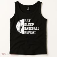 retro Eat Sleep Baseball Repeat Baseball Player Tank Top thumb 2