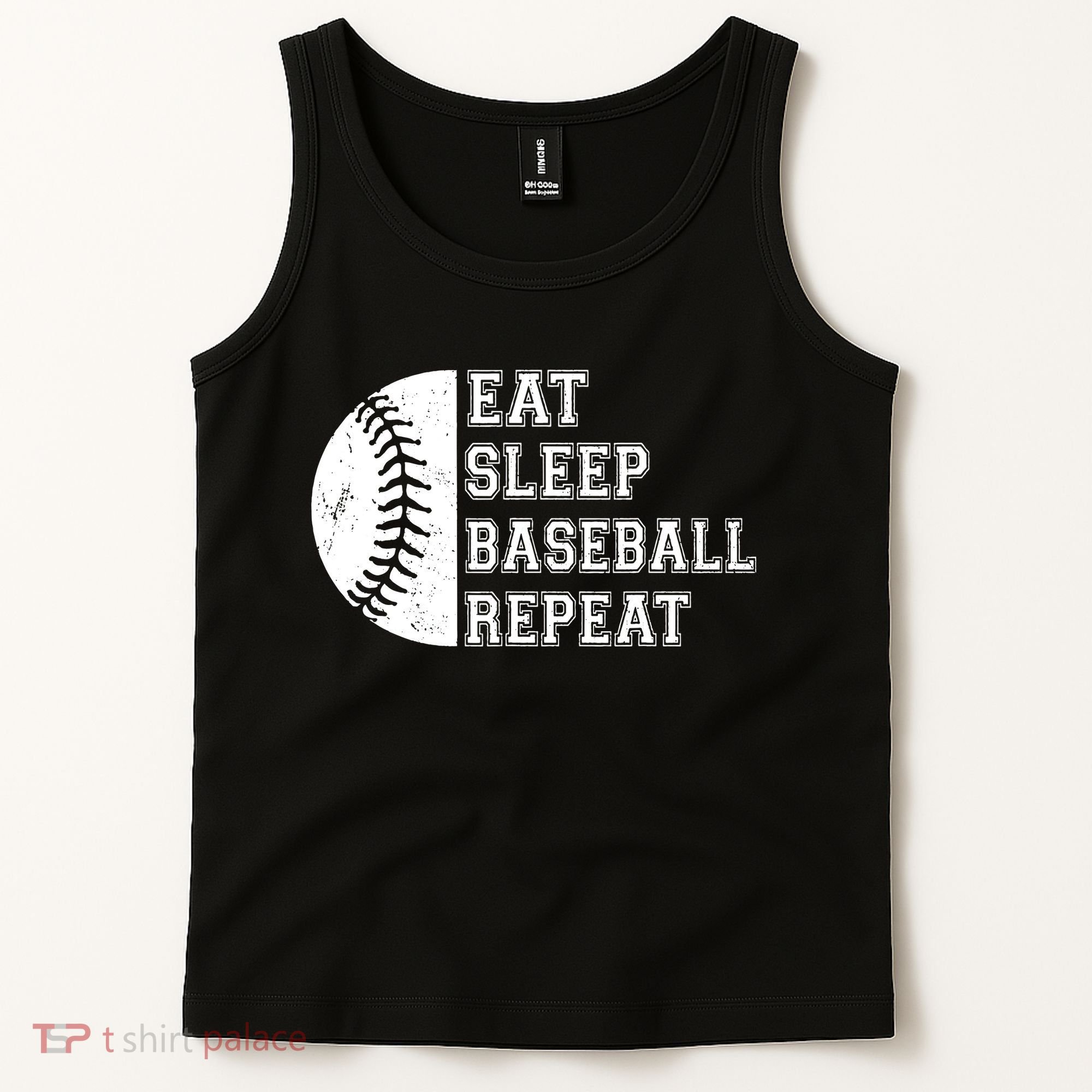 retro Eat Sleep Baseball Repeat Baseball Player Tank Top