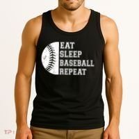 retro Eat Sleep Baseball Repeat Baseball Player Tank Top thumb 3