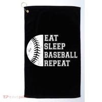 retro Eat Sleep Baseball Repeat Baseball Player Golf Towel thumb 0