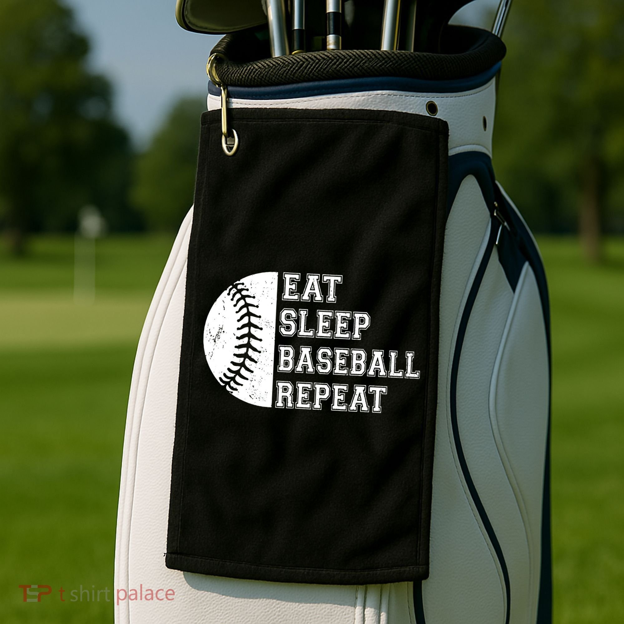 retro Eat Sleep Baseball Repeat Baseball Player Golf Towel