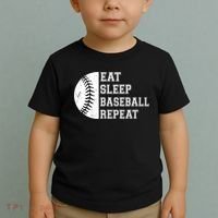 retro Eat Sleep Baseball Repeat Baseball Player Toddler T-Shirt thumb 2
