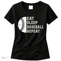 retro Eat Sleep Baseball Repeat Baseball Player Women's T-Shirt thumb 0