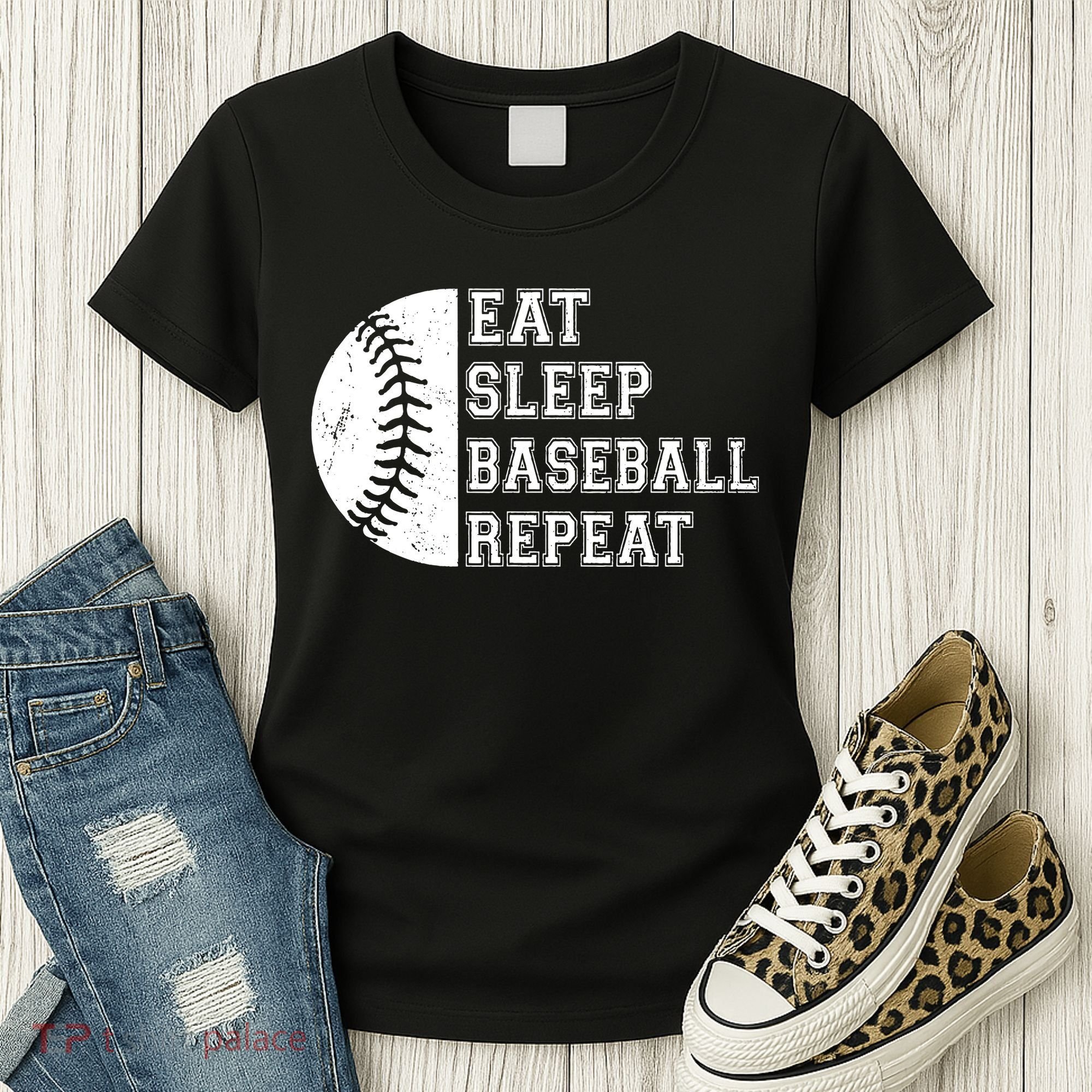 retro Eat Sleep Baseball Repeat Baseball Player Women's T-Shirt
