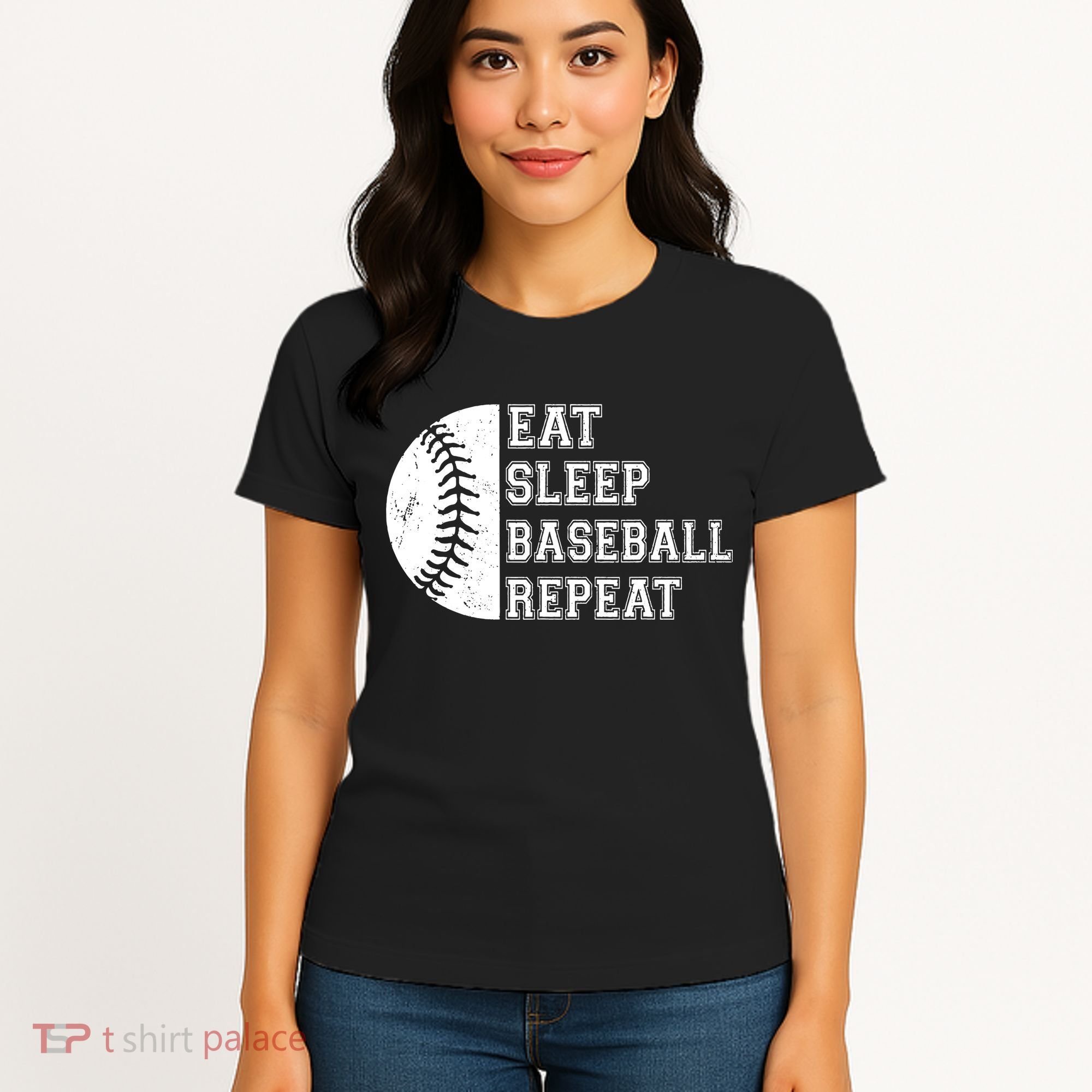 retro Eat Sleep Baseball Repeat Baseball Player Women's T-Shirt