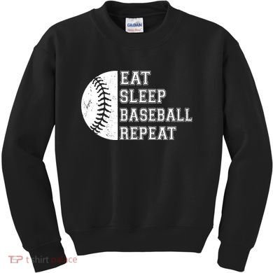retro Eat Sleep Baseball Repeat Baseball Player Kids Sweatshirt