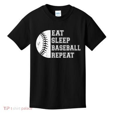 retro Eat Sleep Baseball Repeat Baseball Player Kids T-Shirt
