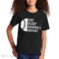 retro Eat Sleep Baseball Repeat Baseball Player Kids T-Shirt thumb 2