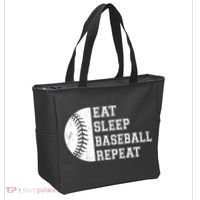 retro Eat Sleep Baseball Repeat Baseball Player Tote Bag thumb 2