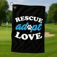 Rescue Adopt Love Golf Towel thumb 1