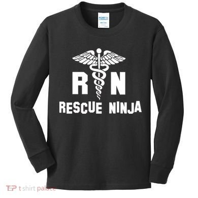 Rescue Ninja RN Nurse Kids Long Sleeve Shirt