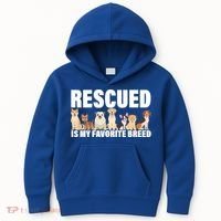 Rescued Is My Favorite Breed Kids Hoodie thumb 0