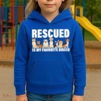 Rescued Is My Favorite Breed Kids Hoodie thumb 3