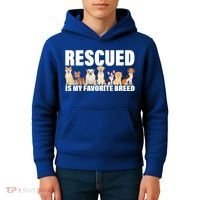 Rescued Is My Favorite Breed Kids Hoodie thumb 4