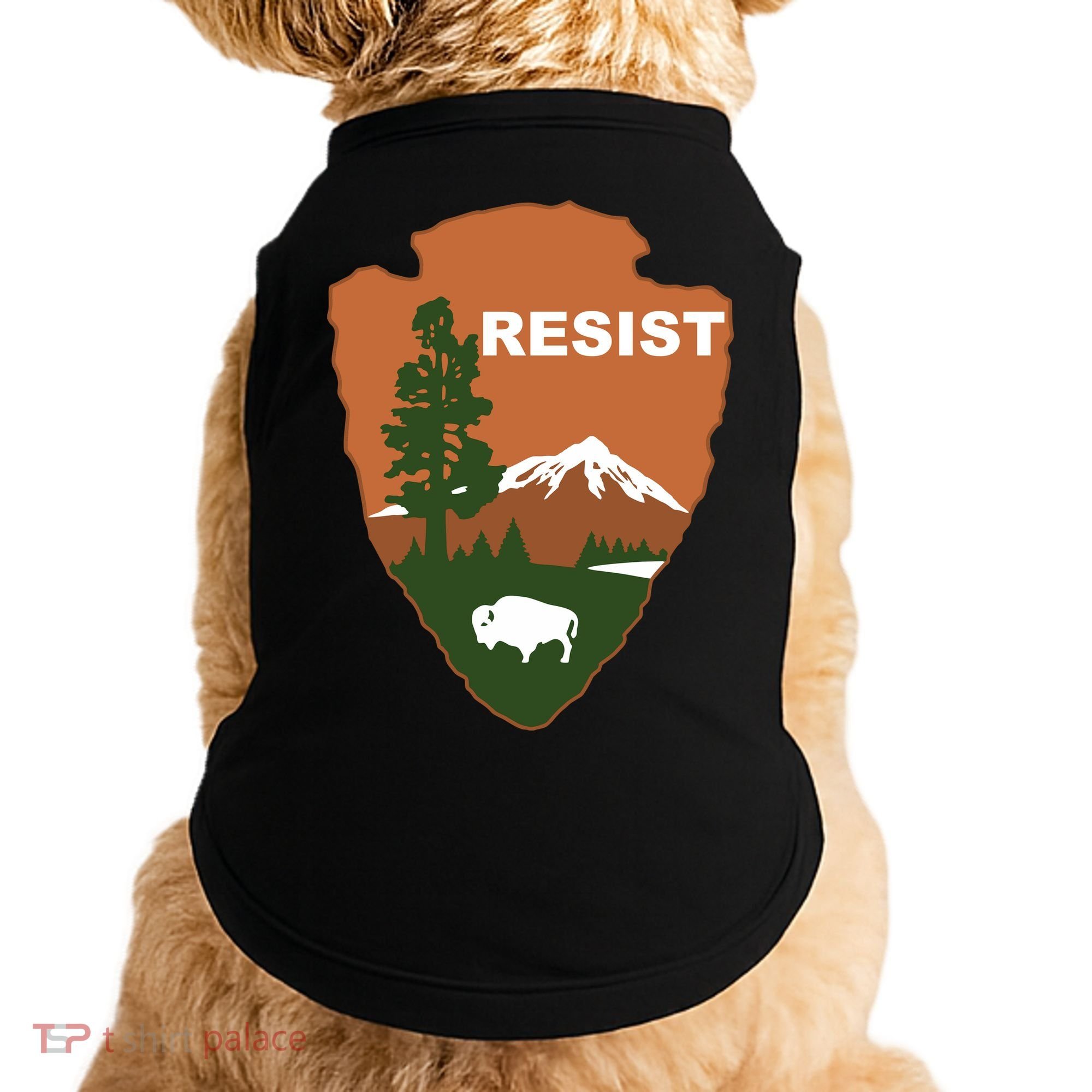 Resist. Earth DayNational Park Rangers Spoof Logo Doggie Tank