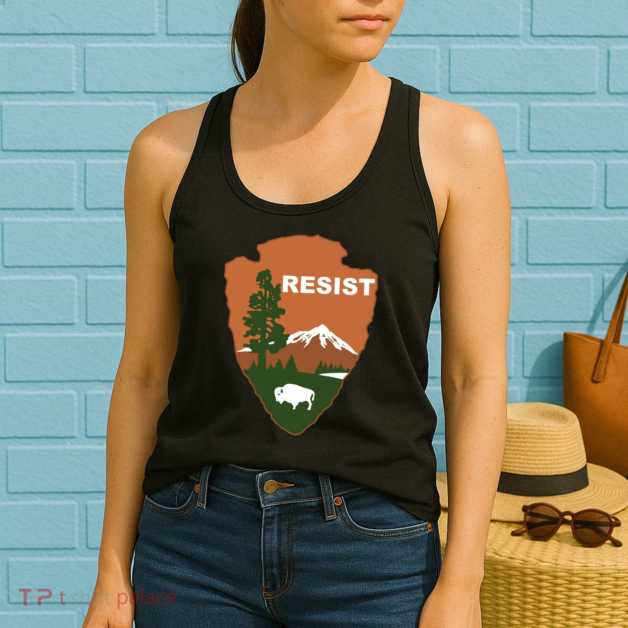 Resist. Earth DayNational Park Rangers Spoof Logo Women's Tank Top