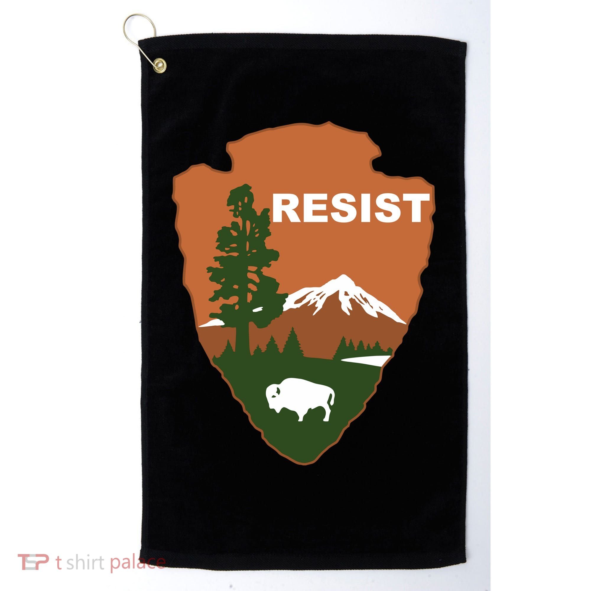 Resist. Earth DayNational Park Rangers Spoof Logo Golf Towel