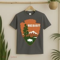 Resist. Earth DayNational Park Rangers Spoof Logo T-Shirt thumb 2