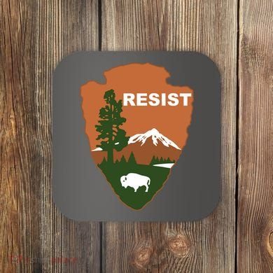 Resist. Earth DayNational Park Rangers Spoof Logo Coaster