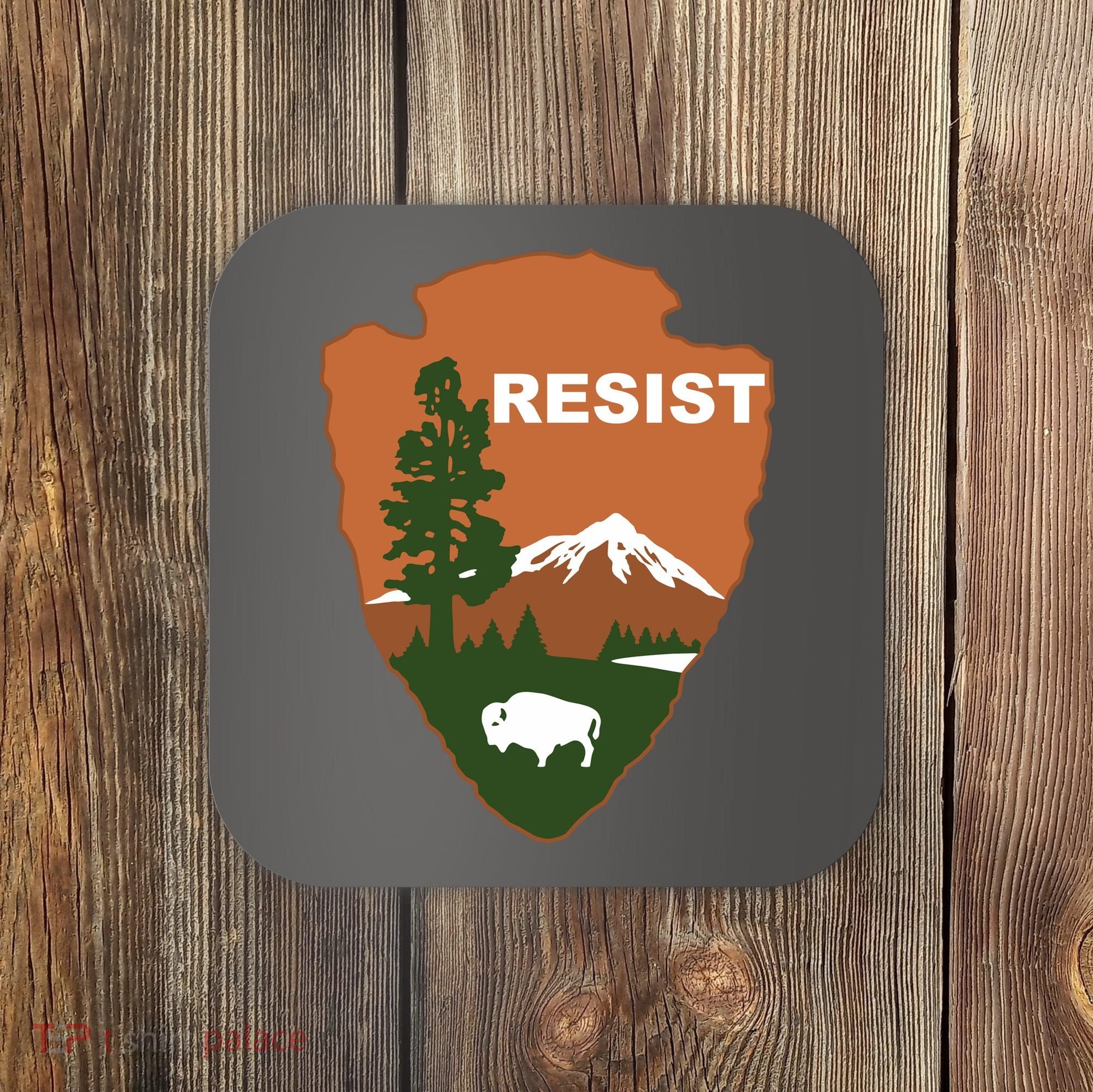 Resist. Earth DayNational Park Rangers Spoof Logo Coaster