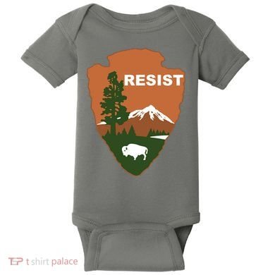 Resist. Earth DayNational Park Rangers Spoof Logo Baby Bodysuit