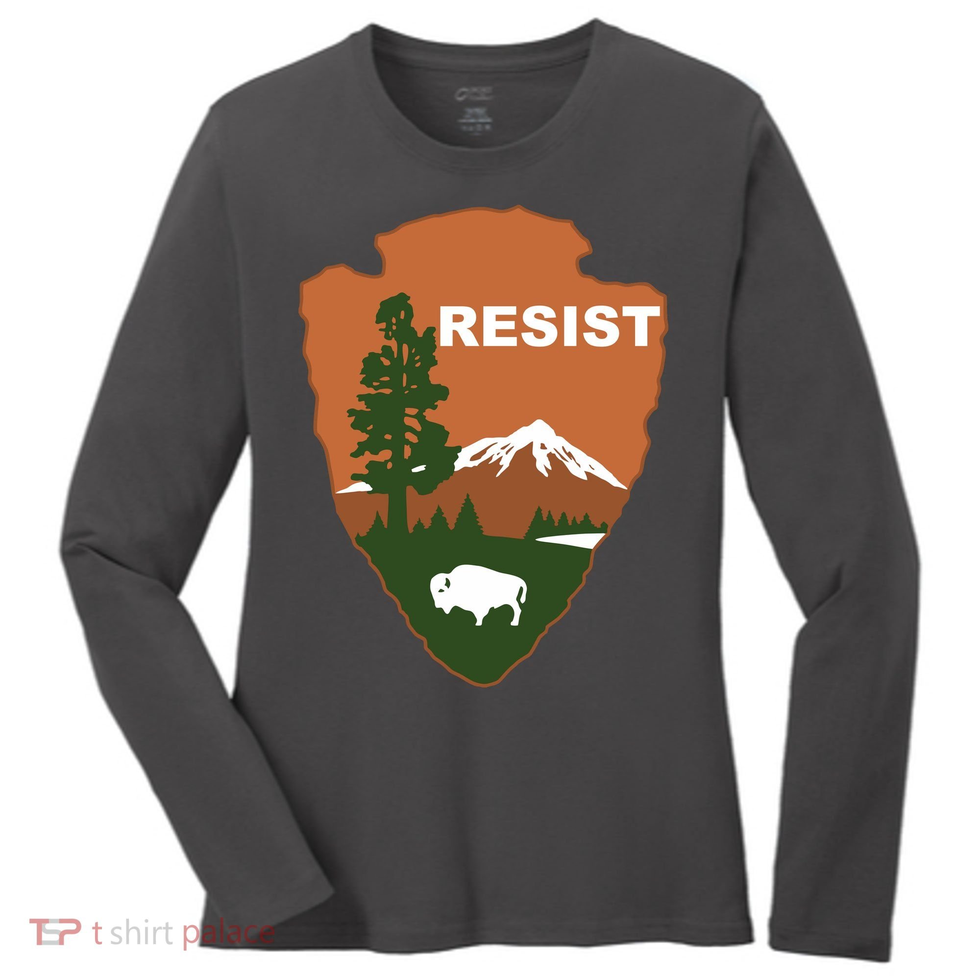 Resist. Earth DayNational Park Rangers Spoof Logo Women's Long Sleeve Shirt