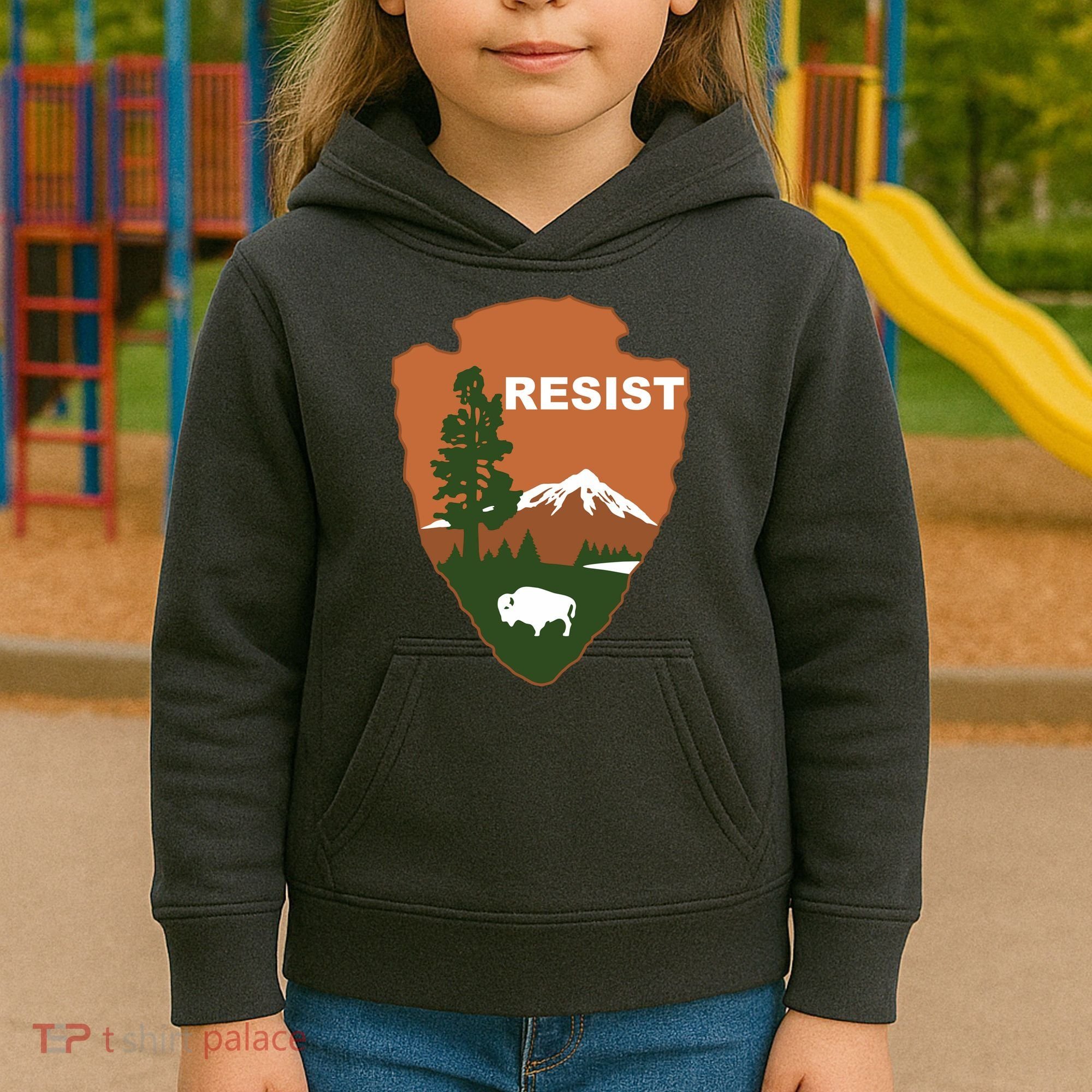 Resist. Earth DayNational Park Rangers Spoof Logo Kids Hoodie