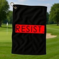 Resist Campaign Red Box Logo Anti-Trump Golf Towel thumb 1