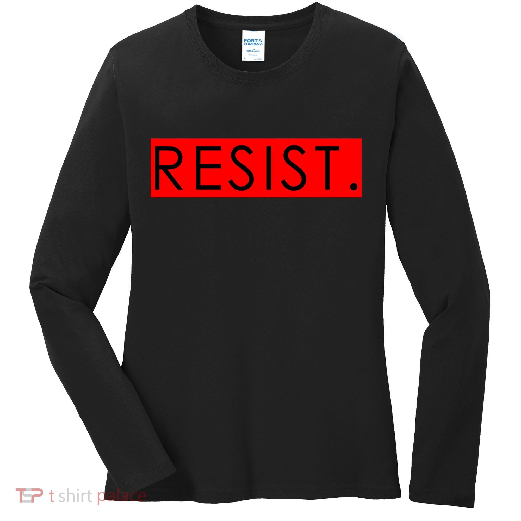 Resist Campaign Red Box Logo Anti-Trump Women's Long Sleeve Shirt