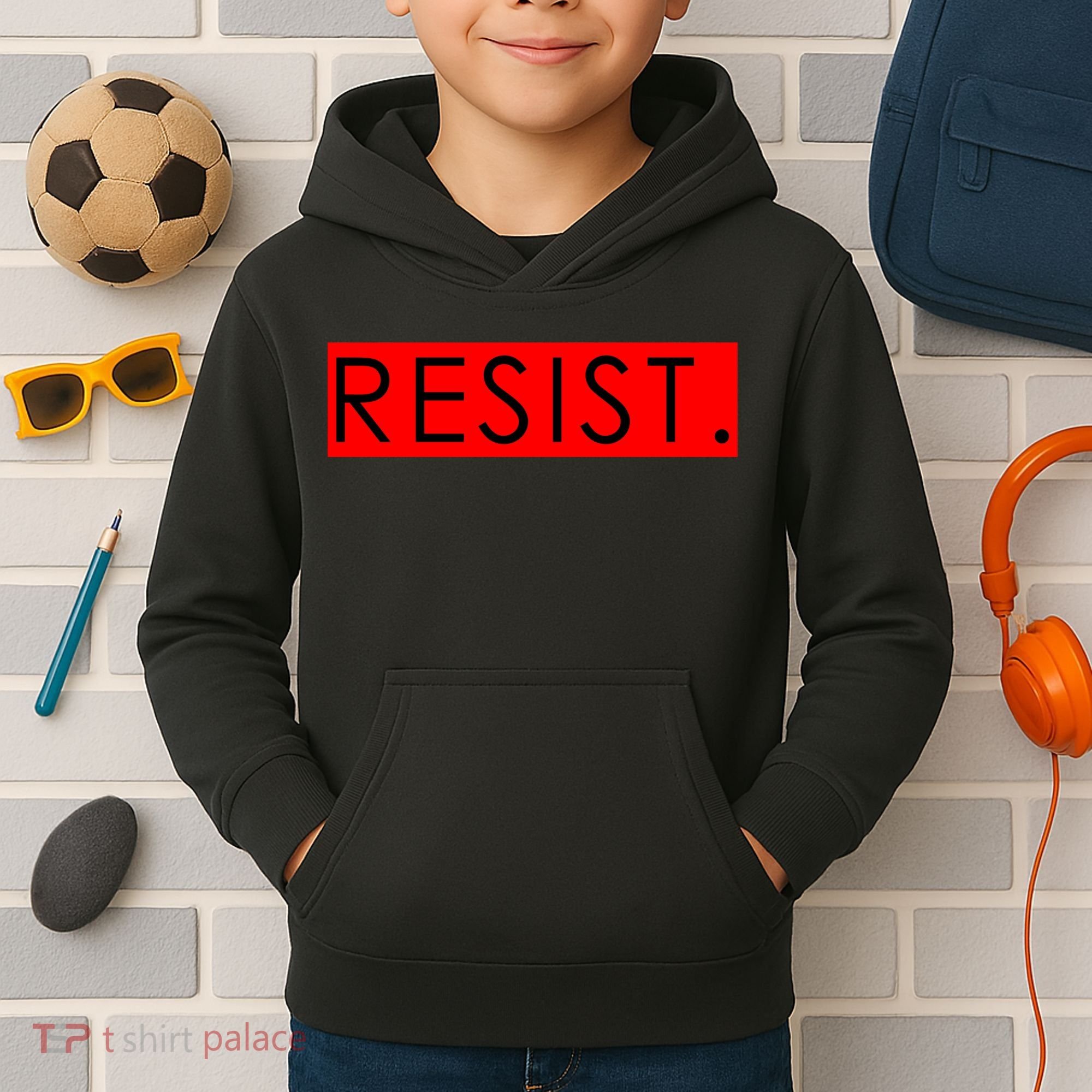 Resist Campaign Red Box Logo Anti-Trump Kids Hoodie