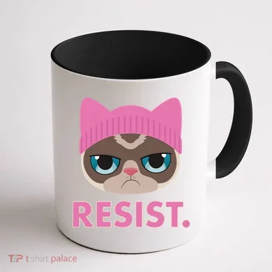 Resist Cat Coffee Mug back