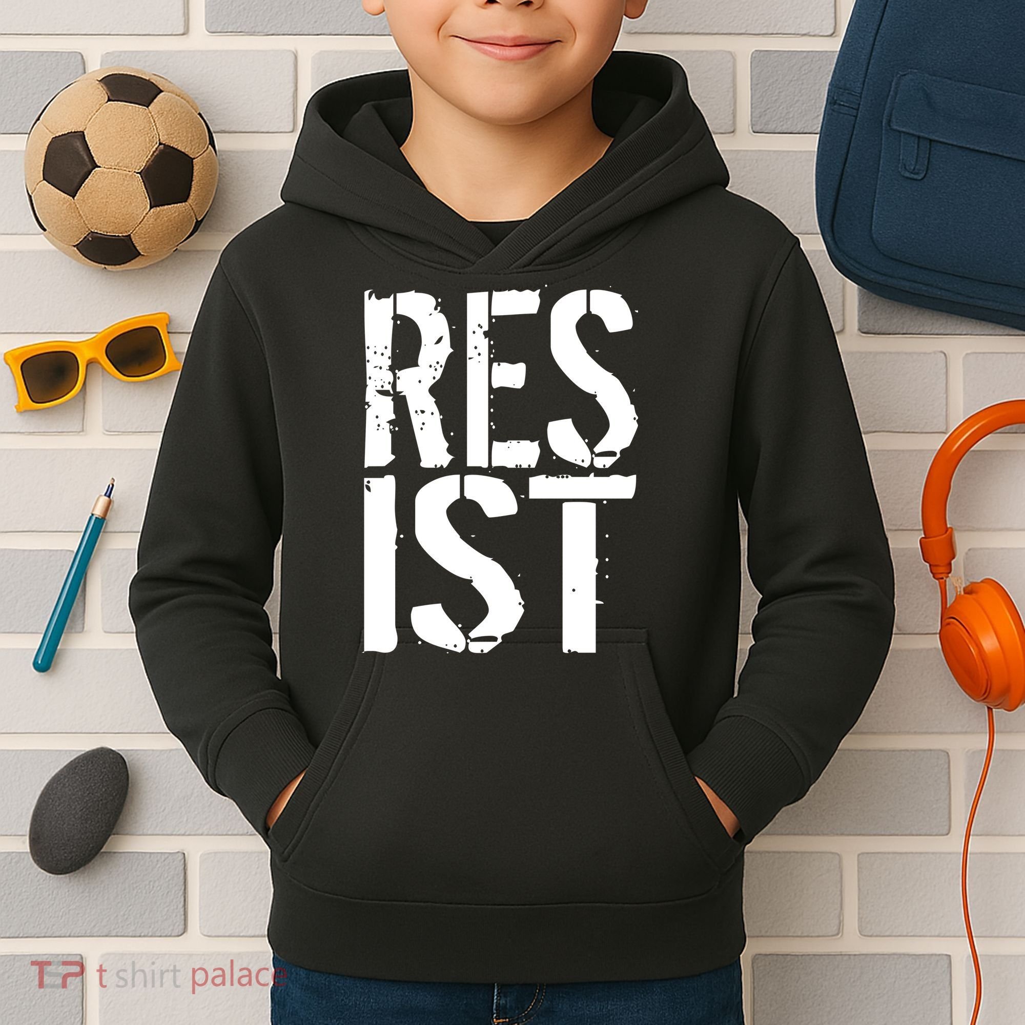 Resist Distressed Kids Hoodie