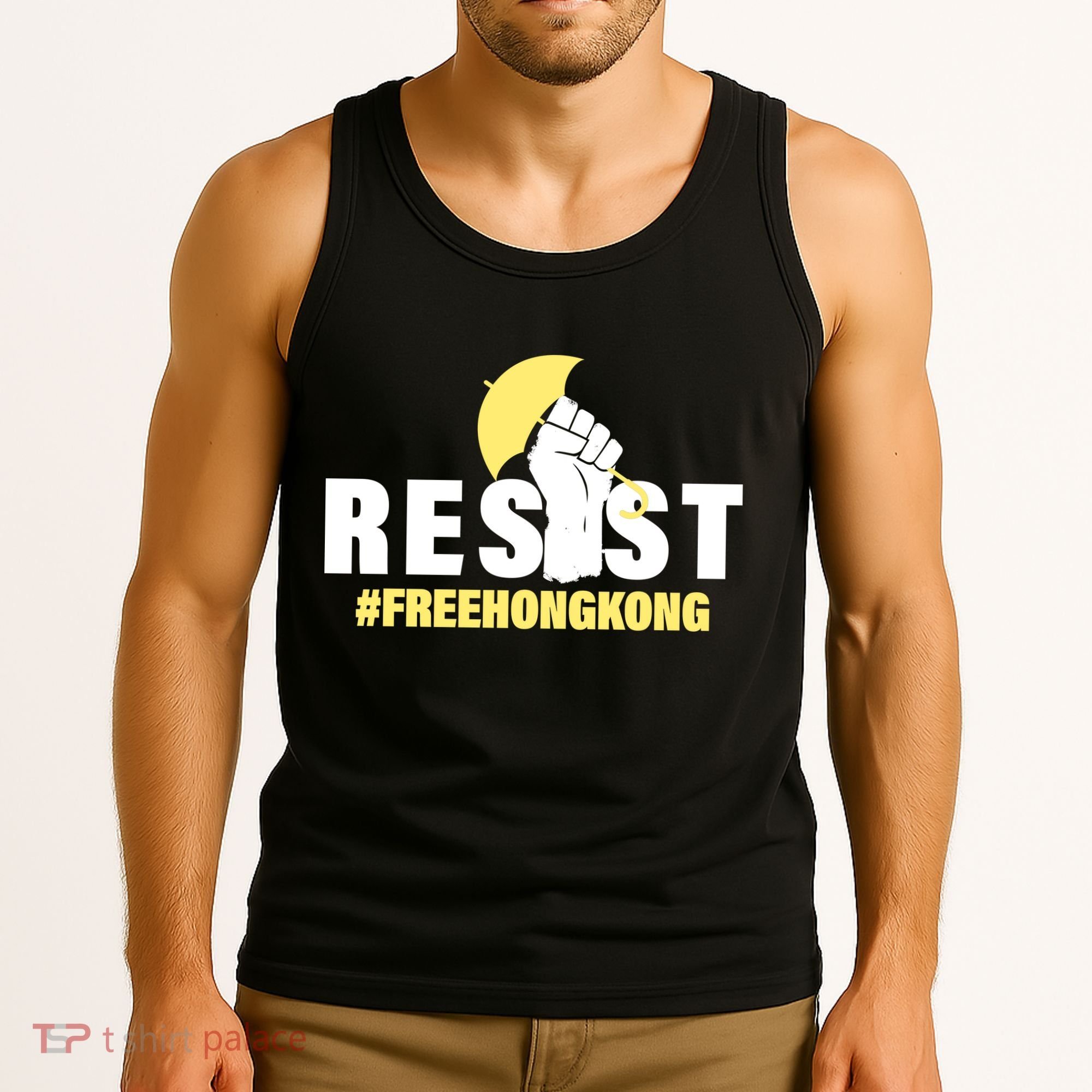 Resist Fight For Hong Kong Yellow Umbrella Movement Tank Top