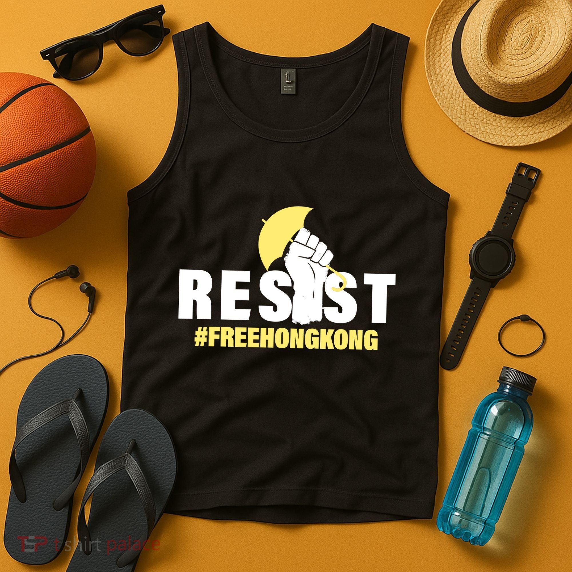 Resist Fight For Hong Kong Yellow Umbrella Movement Tank Top